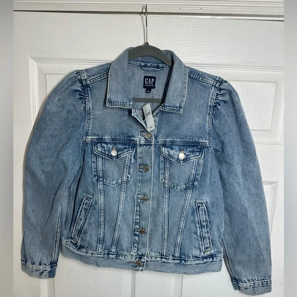 GAP Puff Sleeve Icon Denim Jean Jacket Indigo Blue - Picture 5 of 15